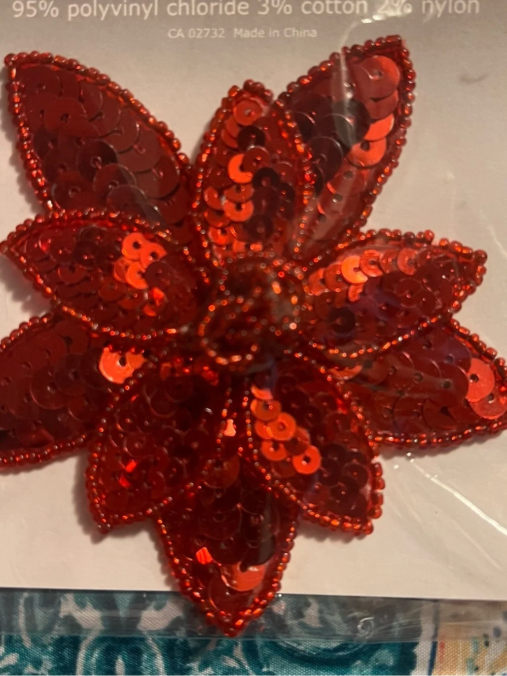 Fashion Accents Red Sequin Flower Accent Vintage